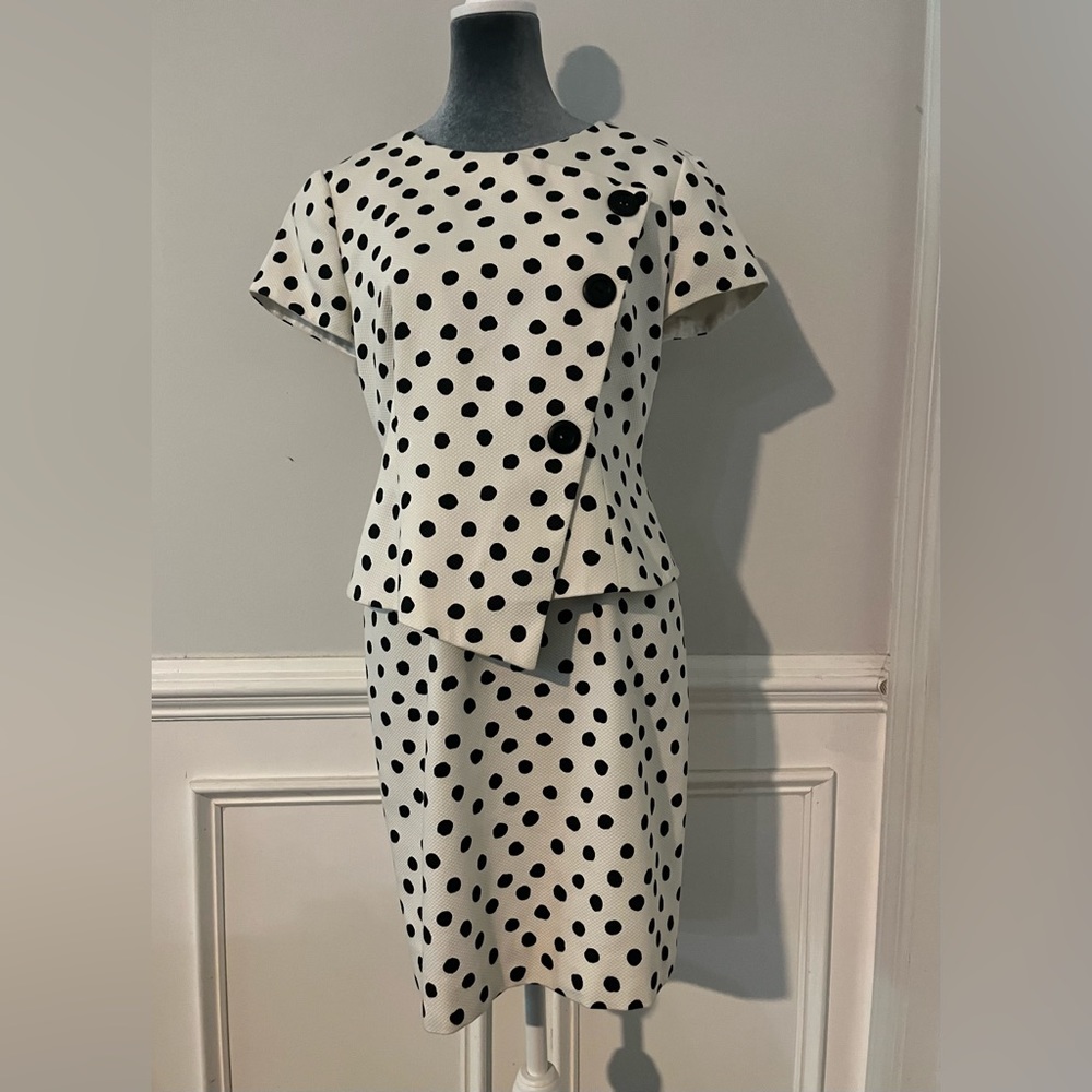 Evan Picone Black & White Polka Dot Dress